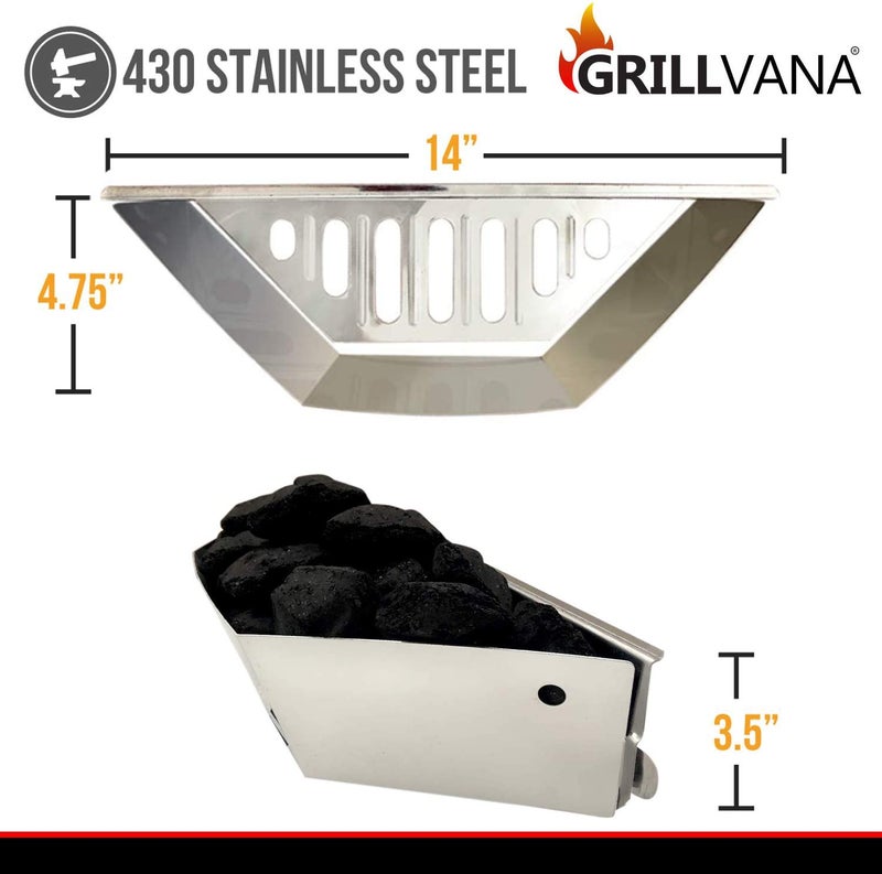 GRILLVANA Stainless Steel Charcoal Basket- BBQ Grilling Accessories for Grills and 22â€ Kettles- Heavy Duty Char-Basket for Briquette, Wood Chips- Charcoal Grill Accessories (Set of 2) - Image 2